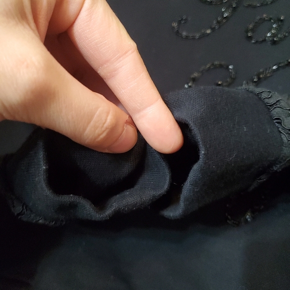 TWINSET Milano "Party Girl" Lace Embroidered long sleeves sweater. Black. Size M - Picture 6 of 9